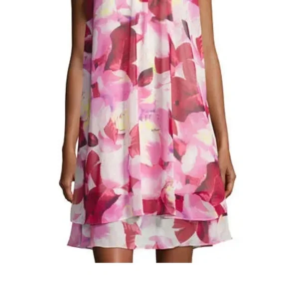 ✨💥⚡️ Eliza J. NEW Chiffon Pink & Cream Floral Print Halter Neck Dress - Picture 5 of 11